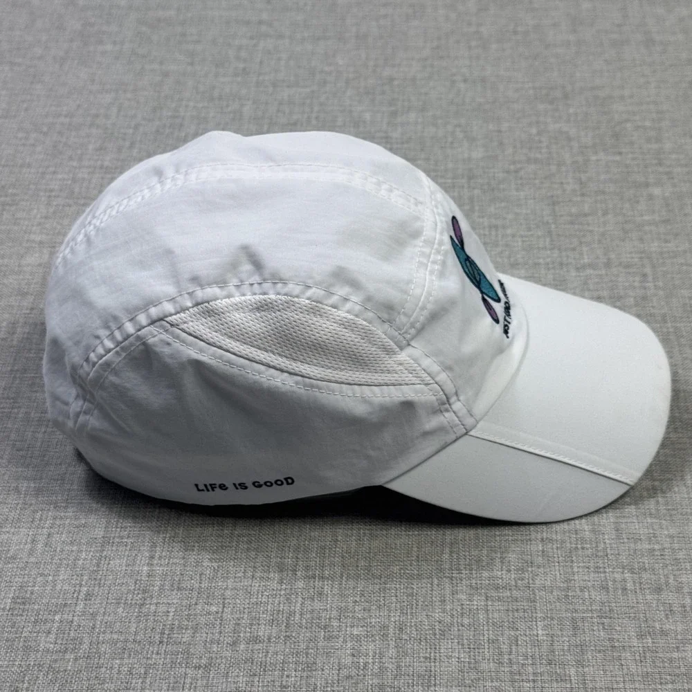 Life Is Good Active Fit Running 5-Panel Hat Cap Strap Back One Size White